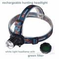 Zoom Rechargeable Headlamp Green Light